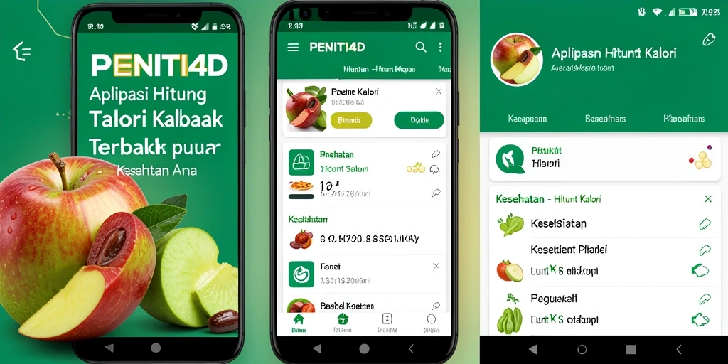 Screenshot utama PENITI4D menampilkan antarmuka Hitung Kalori yang sederhana dan informatif.